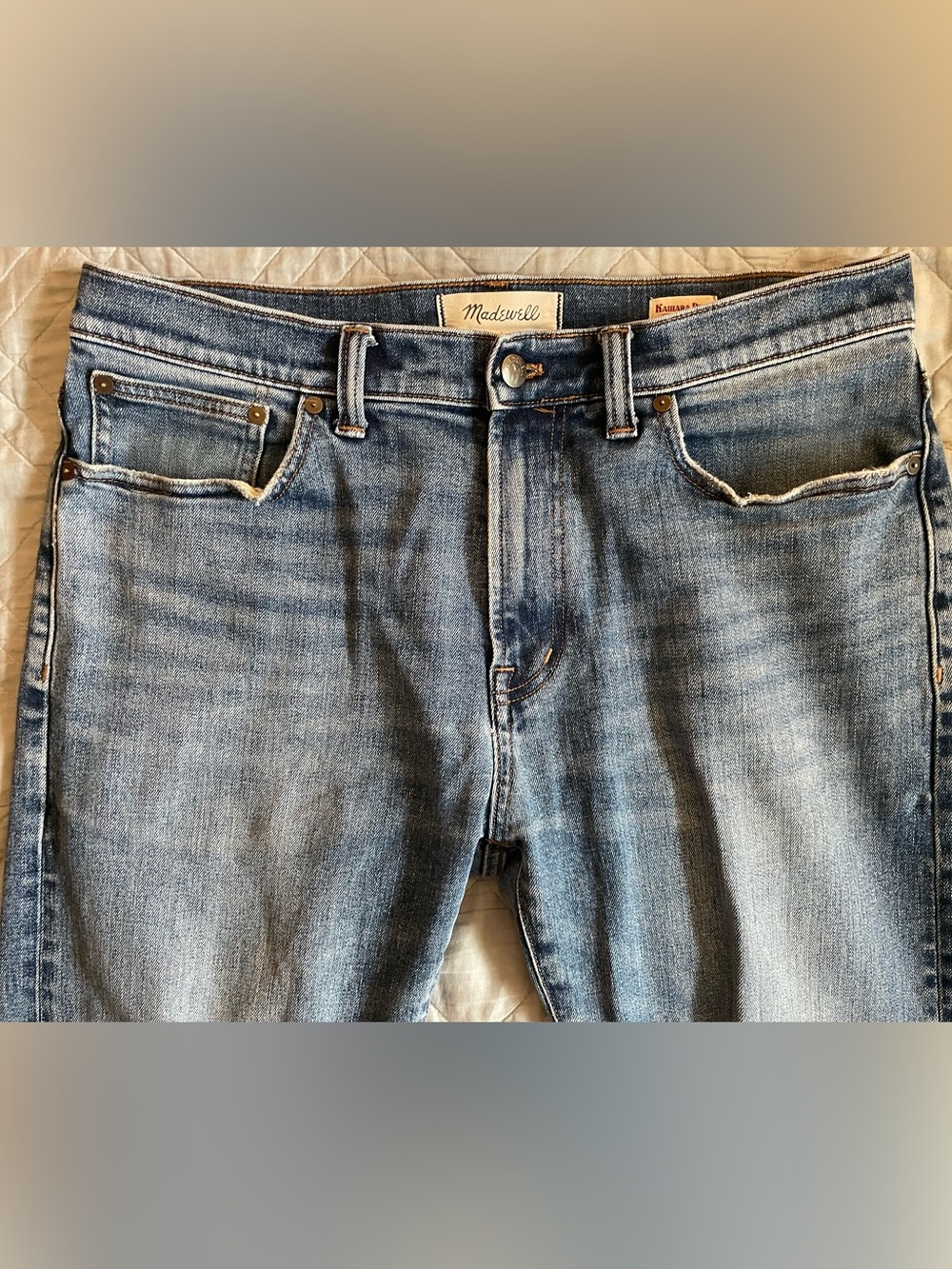 Madewell Men's Blue Washed Straight Jeans - Picture 8 of 11